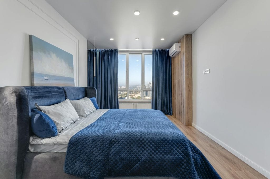 bedroom with white walls