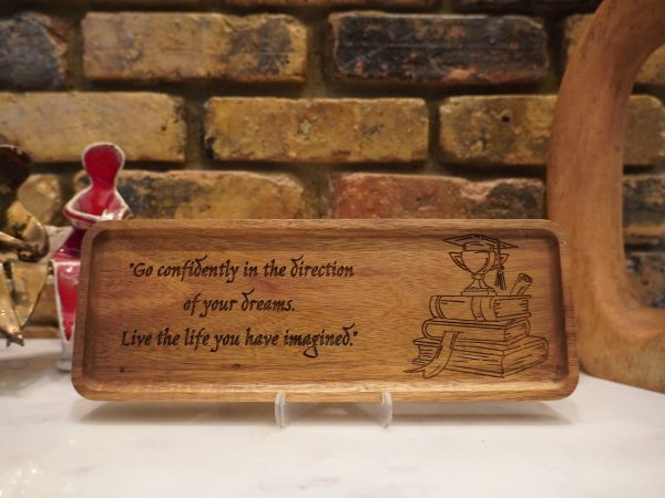 "Go Confidently" Scholarly Slate/ Acacia Wood