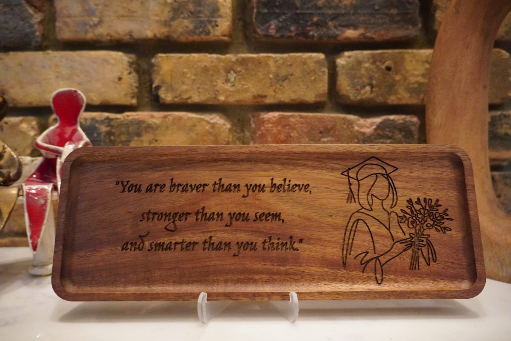 "Braver Than You Believe" Black Slate/ Acacia Wood Plaque