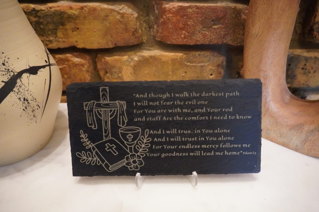 Psalm 23 "Darkest Path" Slate / Acacia Wood Plaque