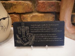 Psalm 23 "Darkest Path" Slate / Acacia Wood Plaque