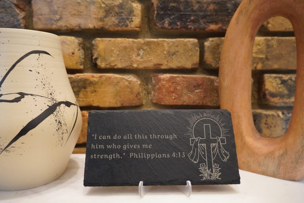 Philippians 4:13 "Strength" Slate Small Plaque