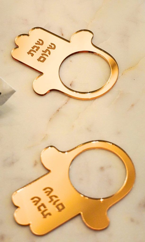 Gold Mirror Hamsa Napkin Rings
