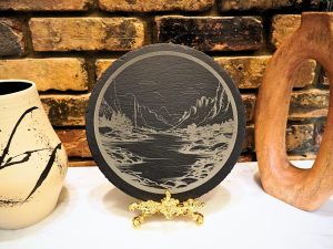 Mountain River Scenic Round Slate