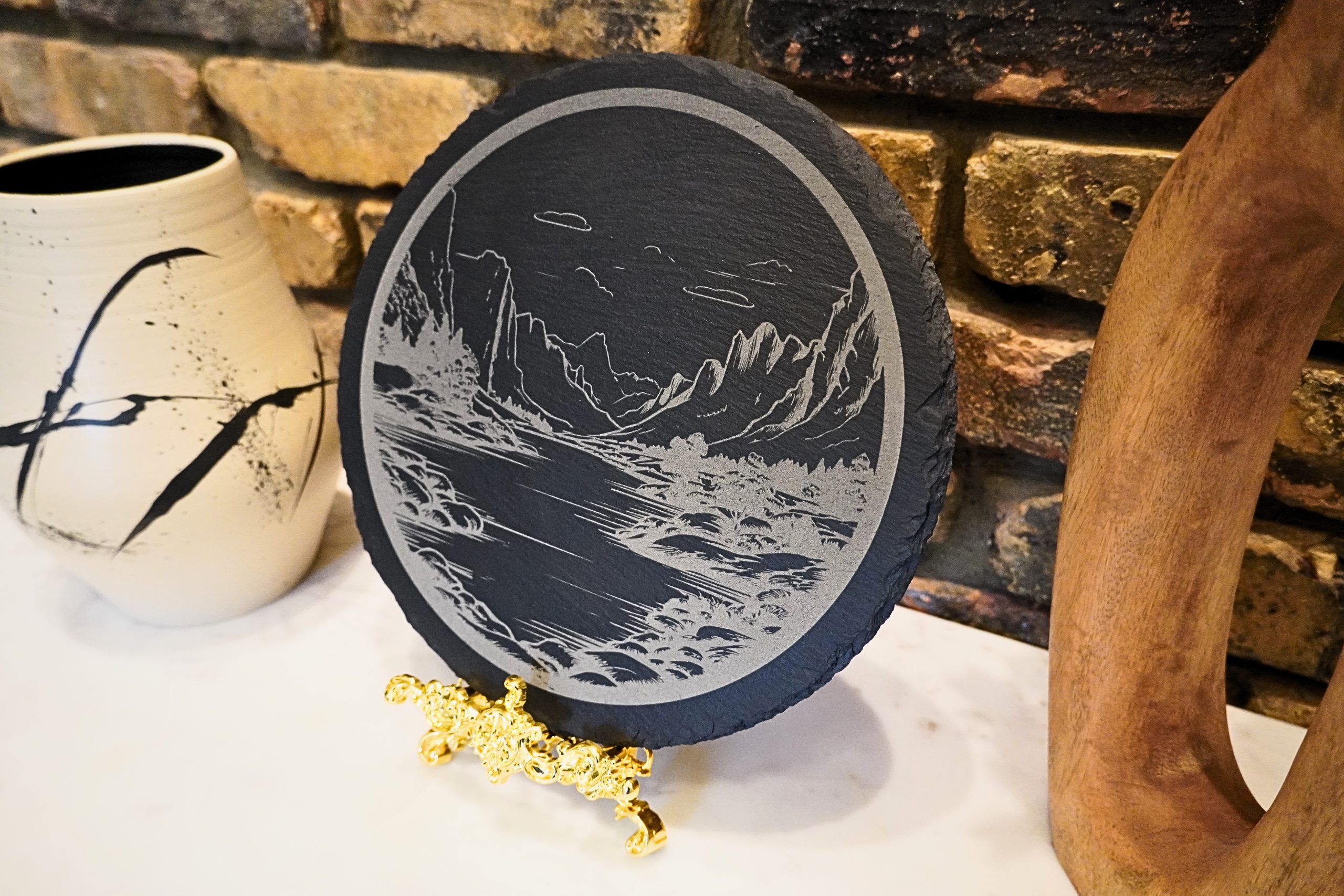 Mountain River Scenic Round Slate - Image 2
