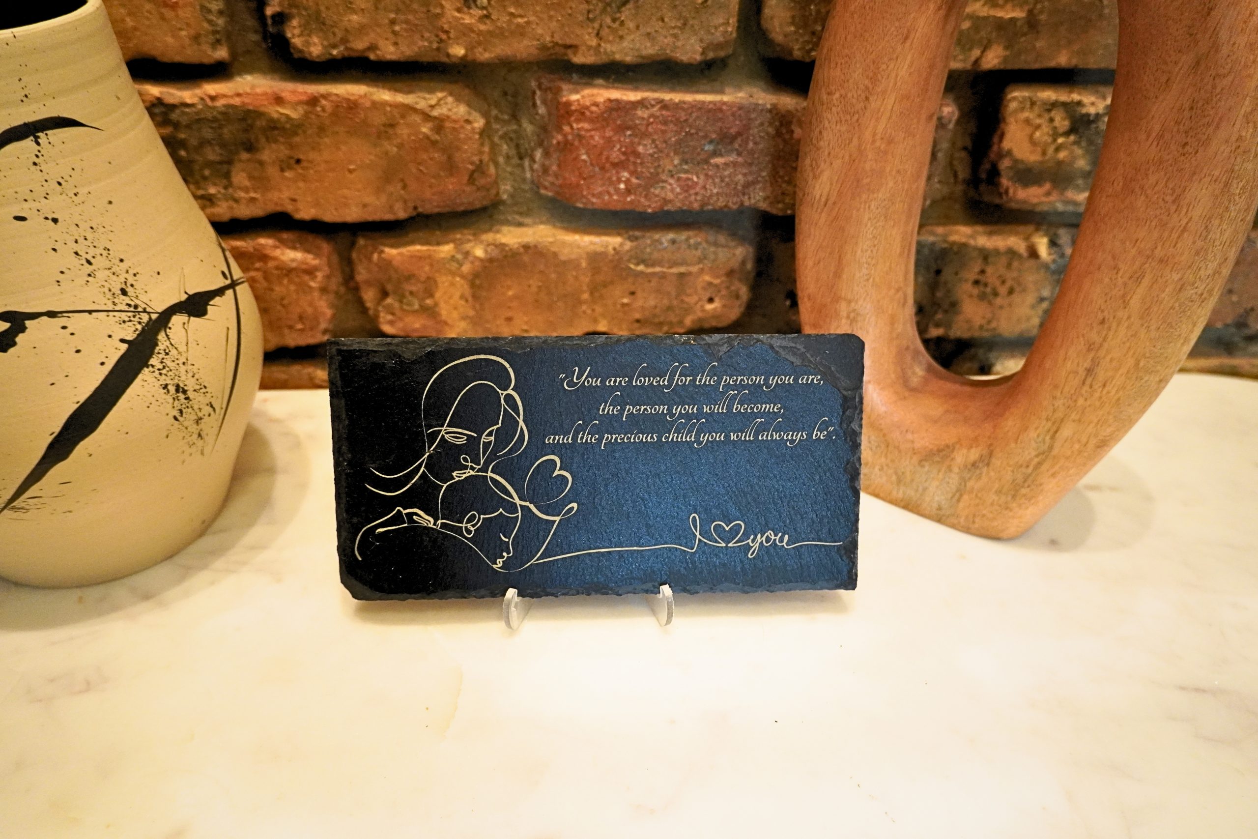 "Precious Child" Mother & Baby Slate / Acacia Wood - Image 4