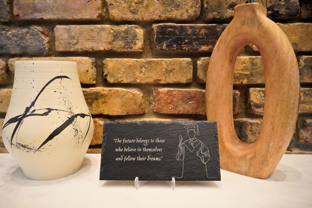 "Future Belongs" Graduation Slate/ Acacia Wood