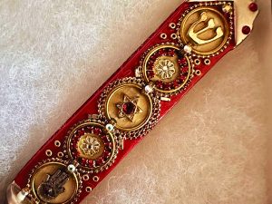Ornate Red 'Hamsa & Star' Mezuzah