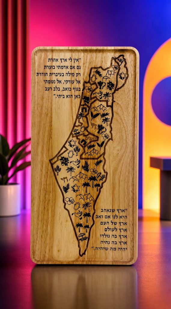 Israel Map Wall Art & Table Decor | Engraved Slate or Acacia Wood Plaque